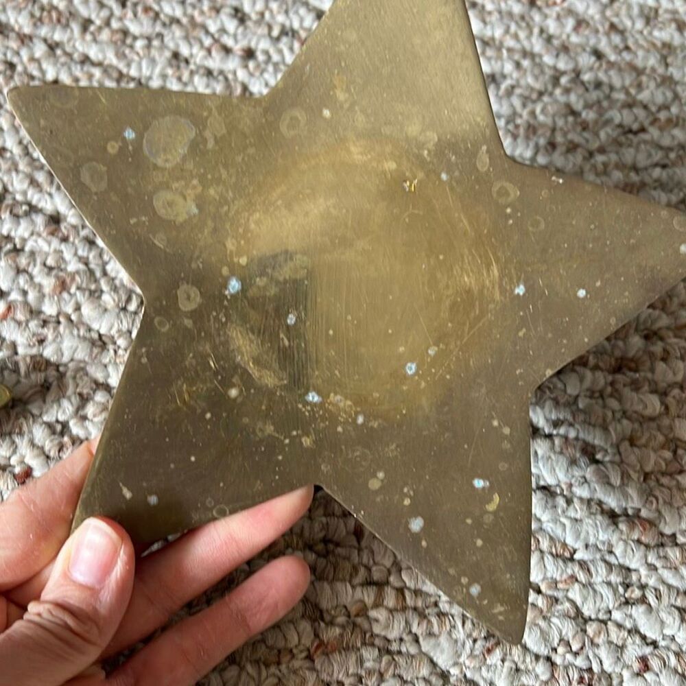 Brass stars candle holder / set of 2 gold brass stars celestial decor - Picture 4 of 4